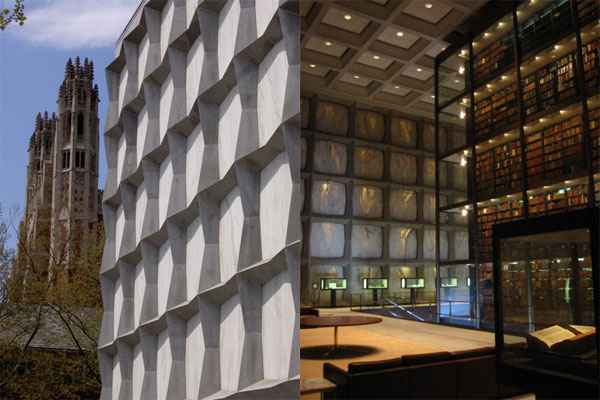outside and inside the beinecke