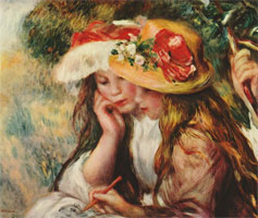 Two Girls Reading in a Garden by Renoir
